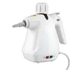 A white handheld steam cleaner with accessories is shown against a white background. Produktbild-Vorschau
