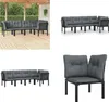 vidaXL 5 tlg. Garten Lounge Set Schwarz und Grau Poly Produktbild-Vorschau 1