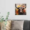 DEQORI Hybrid Leinwand Bild 30x30 cm 'Stier im Farbensturm' Produktbild-Vorschau 3