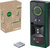 A Bosch digital stud finder and its packaging are shown, along with batteries. Voir les images du produit