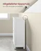 A white cabinet is shown in a room, with a close-up detail of an anti-tip device attached to the wall and cabinet. Produktbild-Vorschau