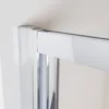 A close-up view of a shower enclosure's sliding door mechanism. Produktbild-Vorschau