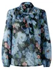 Oui Damen Bluse Dunkelblau mit Blumendruck, Puffärmeln, Produktbild-Vorschau 1