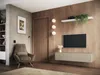 A modern living room with a TV unit, armchair, and decorative elements. Produktbild-Vorschau