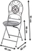 A metal folding chair with dimensions indicated. Podgląd zdjęcia produktu