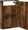 An open cabinet with a wooden finish and metal hinges. Náhled obrázku produktu