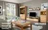 A living room scene featuring wooden furniture, including a sofa, coffee table, and entertainment center. Produktbild-Vorschau