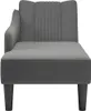 A front view of a dark gray fabric chaiselongue with a right armrest, presented on a white background. Produktbild-Vorschau