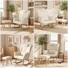 Fauteuil à bascule UnboxG avec repose-pieds, couleur beige. Voir les images du produit 13