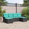 Gartensofa-set mit Kissen 6 pcs Schwarz und Türkis Produktbild-Vorschau 2