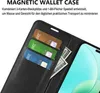A black wallet case for a phone, with credit cards and money inserted. Produktbild-Vorschau