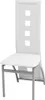 A white dining chair with a gray metal frame is shown against a white background. Náhled obrázku produktu
