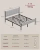 A bed frame with dimensions and a size chart. Produktbild-Vorschau