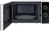 An open microwave oven with its interior visible. Produktbild-Vorschau