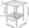 VEVOR Table de travail en acier inoxydable 60 cm x 60 cm Voir les images du produit 8