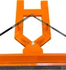 Close-up of the top part of an orange snow plow attachment for a forklift. Produktbild-Vorschau
