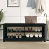 vidaXL Panca per scarpe nera 110x38x45,5 cm in legno di Anteprima dell’immagine prodotto 6