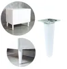 A collage of images showing a white cabinet with tapered legs and a close-up of a white tapered furniture leg with a metal mounting plate. Produktbild-Vorschau