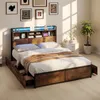 COSTWAY Rama łóżka 200 x 160 cm, łóżko z diodami LED, Podgląd zdjęcia produktu 2