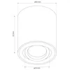 A technical drawing of a black cylindrical spotlight with dimensions indicated. Anteprima dell’immagine prodotto