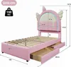 Merax Polsterbett 90x200 cm, Einhorn-Design Kinderbett mit Produktbild-Vorschau 5