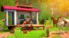 A scene with a caravan, horses, and people in a natural outdoor setting. Produktbild-Vorschau