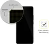 A close-up of a phone screen protector showing its edge coverage and a checkmark icon indicating a perfect fit. Produktbild-Vorschau