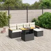 vidaXL 6-tlg. Garten-Sofagarnitur mit Kissen Schwarz Poly Produktbild-Vorschau 2