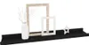 A black shelf with decorative items including picture frames, a vase with branches, and a star ornament. Produktbild-Vorschau