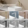 A collage of different faucet colors and finishes displayed above sinks. Voir les images du produit