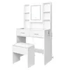 A white vanity table with a lighted mirror and matching stool, set against a white background. Náhled obrázku produktu