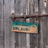 Wir haben Urlaub Metallschild mit Sonnenaufgang und Palmen Produktbild-Vorschau 3