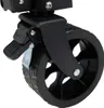 A close-up view of a black wheel and part of the frame of a cart. Produktbild-Vorschau