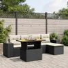 6-tlg. Garten-Sofagarnitur mit Kissen Schwarz Poly Rattan Produktbild-Vorschau 2