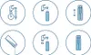 A series of circular icons illustrating the steps for using a water filter bottle. Náhled obrázku produktu