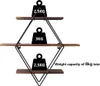 A diamond-shaped wall shelf with three wooden shelves, with weight capacity indicators on each shelf and a total weight capacity note. Produktbild-Vorschau