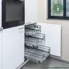 A kitchen cabinet with pull-out drawers is shown, with an oven visible on the left. Produktbild-Vorschau