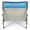 The back of a blue and tan striped camping chair. Produktbild-Vorschau