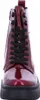 A front view of a red patent leather lace-up boot with a black sole. Náhled obrázku produktu