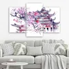 Triptychon auf leinwand gemalte japanische pagode und Produktbild-Vorschau 2