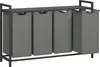 A four-compartment laundry hamper with a metal frame and a top shelf. Produktbild-Vorschau