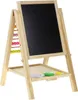 A wooden easel with a blackboard, an abacus, and some writing accessories. Voir les images du produit