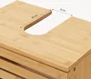 A close-up view of a wooden washbasin cabinet with dimensions indicated. Podgląd zdjęcia produktu