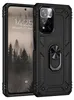A black protective phone case with a ring holder is shown on a phone. Produktbild-Vorschau