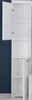 An open white cabinet with shelves against a dark blue background. Produktbild-Vorschau