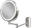 A silver LED makeup mirror mounted on a wall with an adjustable arm. Produktbild-Vorschau