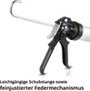A close-up of a caulk gun with text describing its features. Podgląd zdjęcia produktu