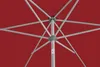 A close-up view of the internal structure of a red umbrella. Produktbild-Vorschau