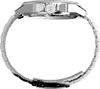 A side view of a silver watch with a metal band against a white background. Voir les images du produit