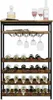A multi-tiered wine rack filled with wine bottles and wine glasses, displayed on a white background. Podgląd zdjęcia produktu